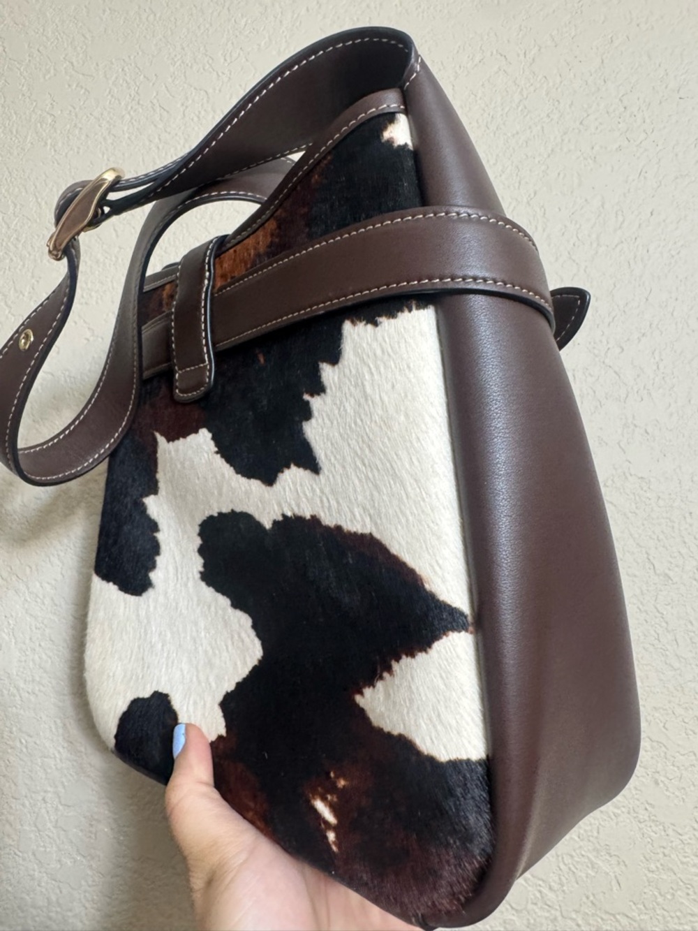 Coach Convertible Hadley Brown & White Cowhide Leather Shoulder Bag crossbody - Picture 4 of 7